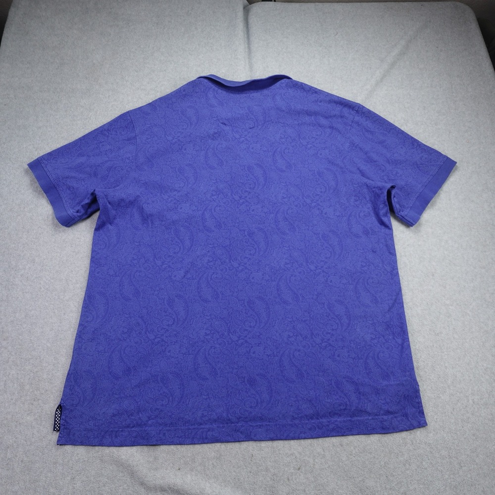 Robert Graham Polo Shirt Mens 3XL Blue Paisley Classic Fit Short Sleeve Cotton - Picture 6 of 16